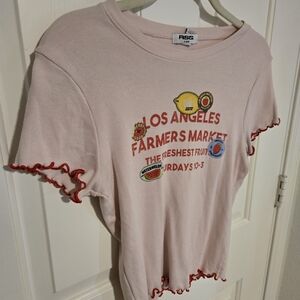 RSQ Pink Short Sleeve Tee with Red Trim